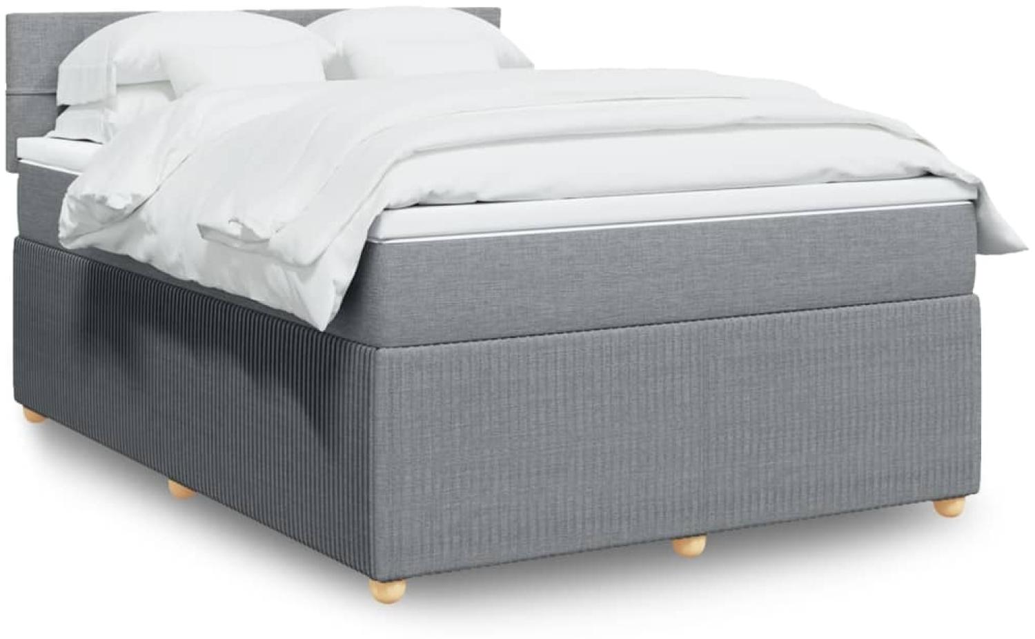 vidaXL Boxspringbett mit Matratze Hellgrau 140x190 cm Stoff 3289751 Bild 1