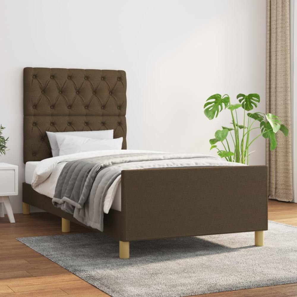 Einzelbett mit Kopfteil Stoff Dunkelbraun 80 x 200 cm [3125255] Bild 1