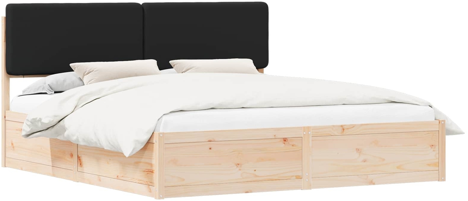 vidaXL Bettgestell mit gepolstertem Kopfteil Schwarz 200 x 200 cm 3398141 Bild 1