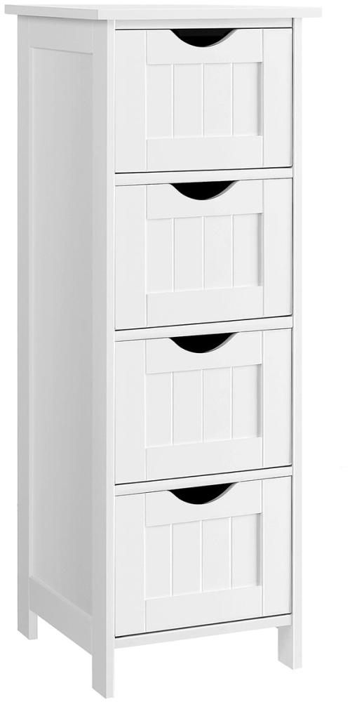 Vasagle Badezimmerschrank mit 4 Schubladen, MDF weiß, 30 x 30 x 82 cm Bild 1