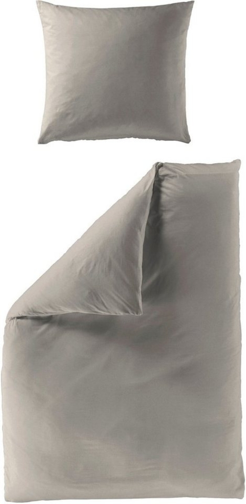 BIERBAUM 'Elegant uni' Bettwäsche, 2 teilig, Mako-Satin taupe, 135 x 200 cm / 80 x 40 cm Bild 1