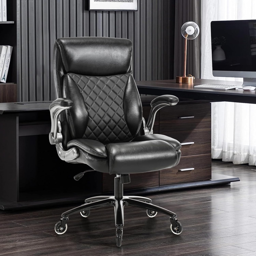 Ergonomischer Chefsessel, Bürostuhl höhenverstellbar, Lendenstütze, Wippfunktion, Drehstuhl für Büro & Homeoffice Bild 1