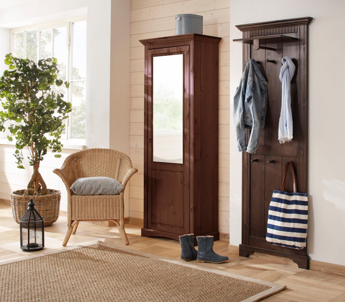 Home affaire Garderobenpaneel Rustic, aus massiver Kiefer, Höhe 190 cm, mit Ablage, Holzhaken Bild 1