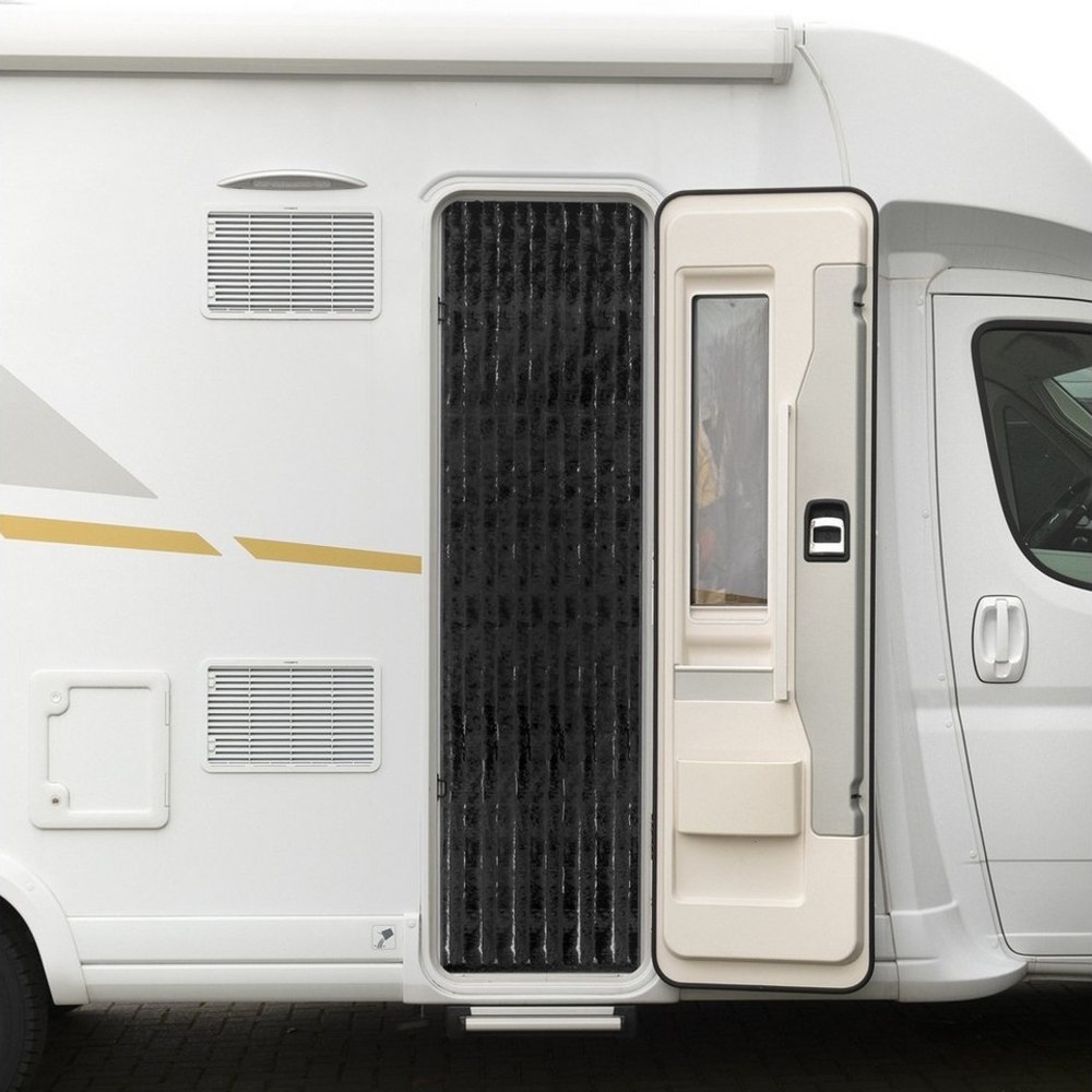 Moritz Flauschvorhang aus Chenille 56 x 185 cm schwarz Türvorhang als Fliegenschutz Insektenschutz für Camping Wohnwagen Bild 1