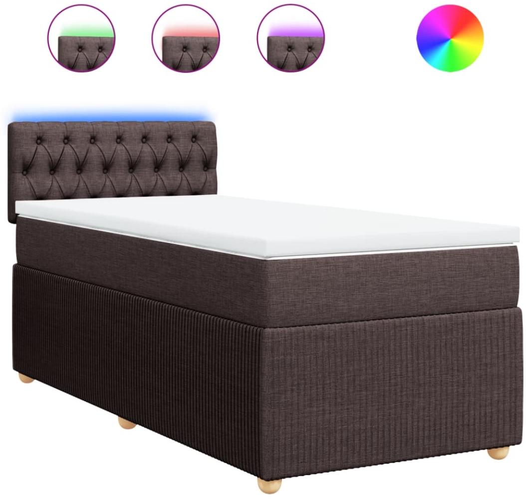 vidaXL Boxspringbett mit Matratze Dunkelbraun 100x200 cm Stoff 3289677 Bild 1
