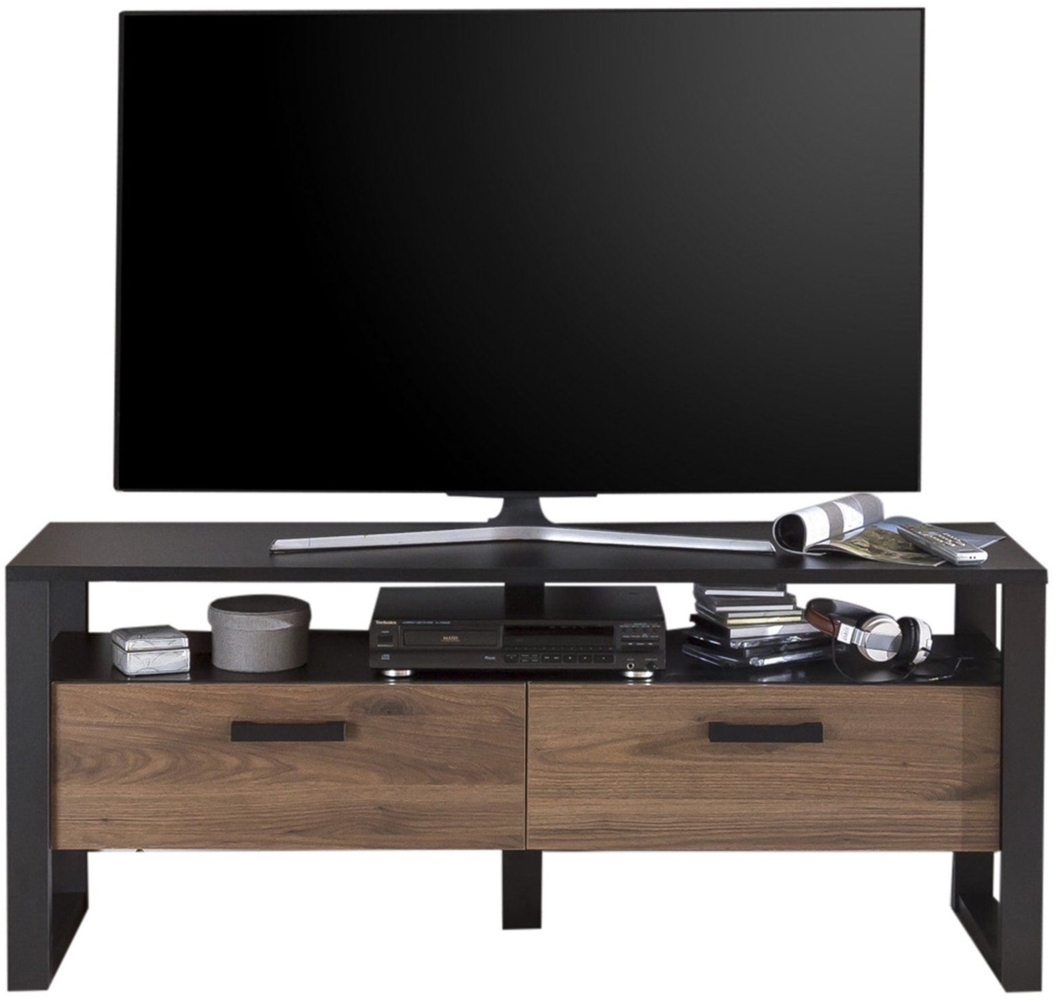 TV-Unterschrank Jami 150x63x43 Lowboard Schwarz-Okapi Nuss/Okapi Nuss 10131 Bild 1