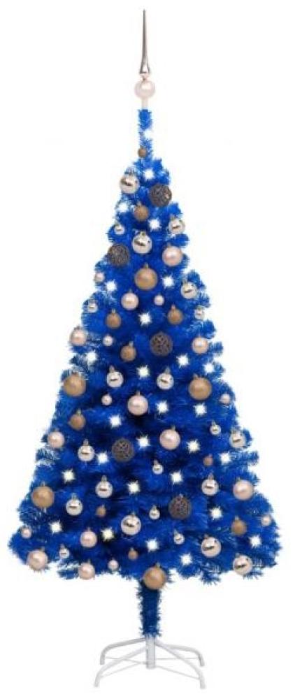 vidaXL Künstlicher Weihnachtsbaum Beleuchtung & Kugeln Blau 150 cm 3077594 Bild 1