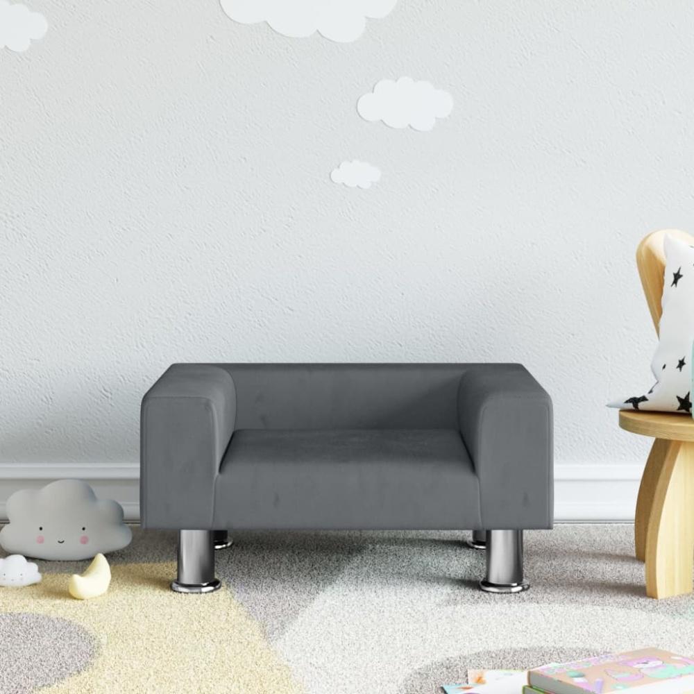 vidaXL Kindersofa Dunkelgrau 50x40x26,5 cm Samt 3196338 Bild 1