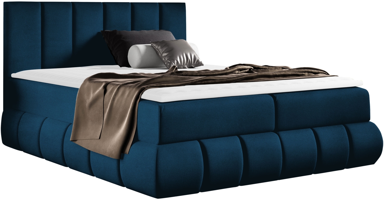 Boxspringbett Murkat, Blau, 160 x 200 cm Bild 1