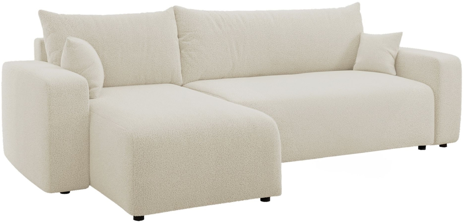 Selsey 'Pianoni' Ecksofa mit Schlaffunktion, Stauraum und Bouclé-Bezug, creme, 83 x 244 x 140 cm Bild 1