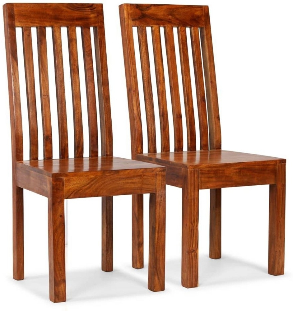 DOTMALL Holzstuhl 2er Set Breitlehner 43 x43 x104cm Massivholz mit Honigfarbenem Finish Bild 1