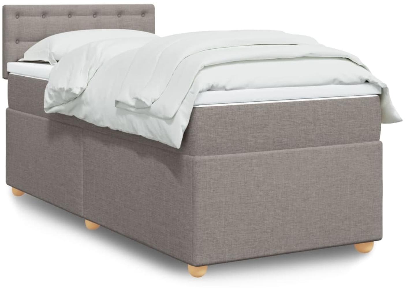 vidaXL Boxspringbett mit Matratze Taupe 90x200 cm Stoff 3288881 Bild 1