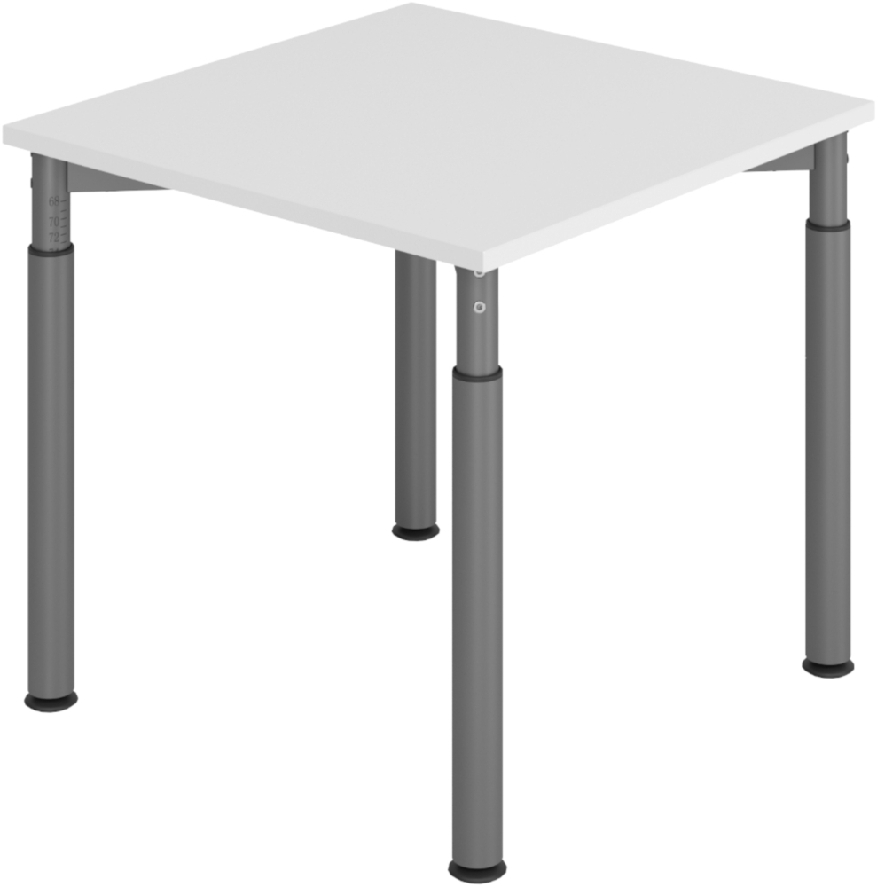 bümö höhenverstellbarer Schreibtisch 80x80 cm in grau, Gestell graphit - PC Tisch höhenverstellbar & klein, höhenverstellbarer Tisch Büro, kleiner Computertisch verstellbar, Y-Serie, YS-08-5-G Bild 1