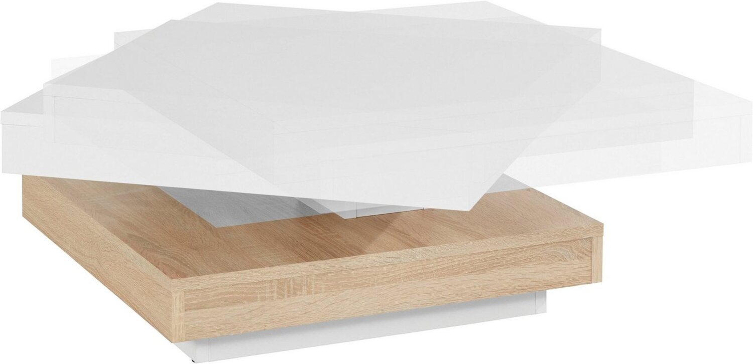 'ANDY' Couchtisch, weiß/sonoma eiche saägerau Nb., drehbar Bild 1