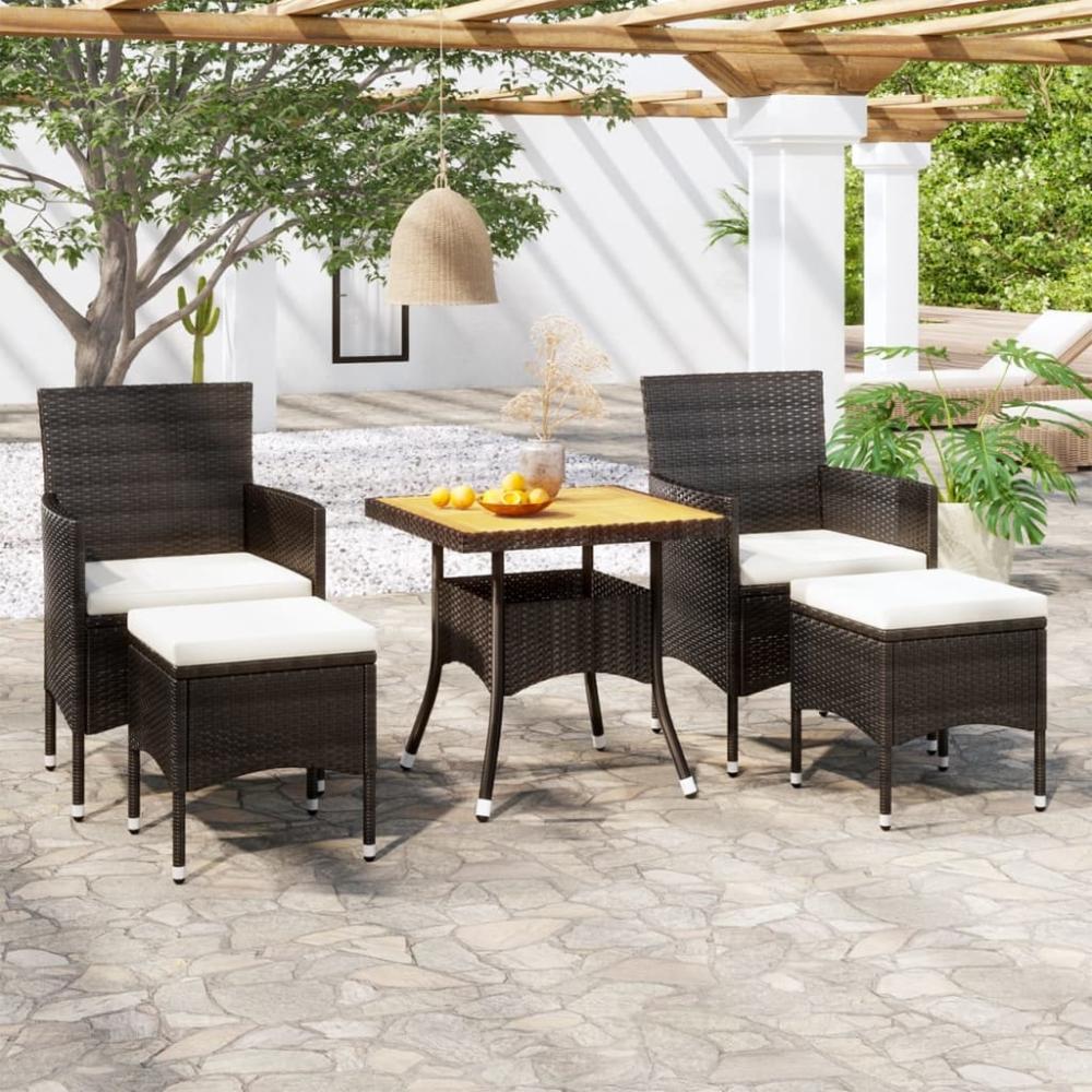 vidaXL 5-tlg. Garten-Essgruppe Poly Rattan & Massivholz Akazie Schwarz 3058332 Bild 1