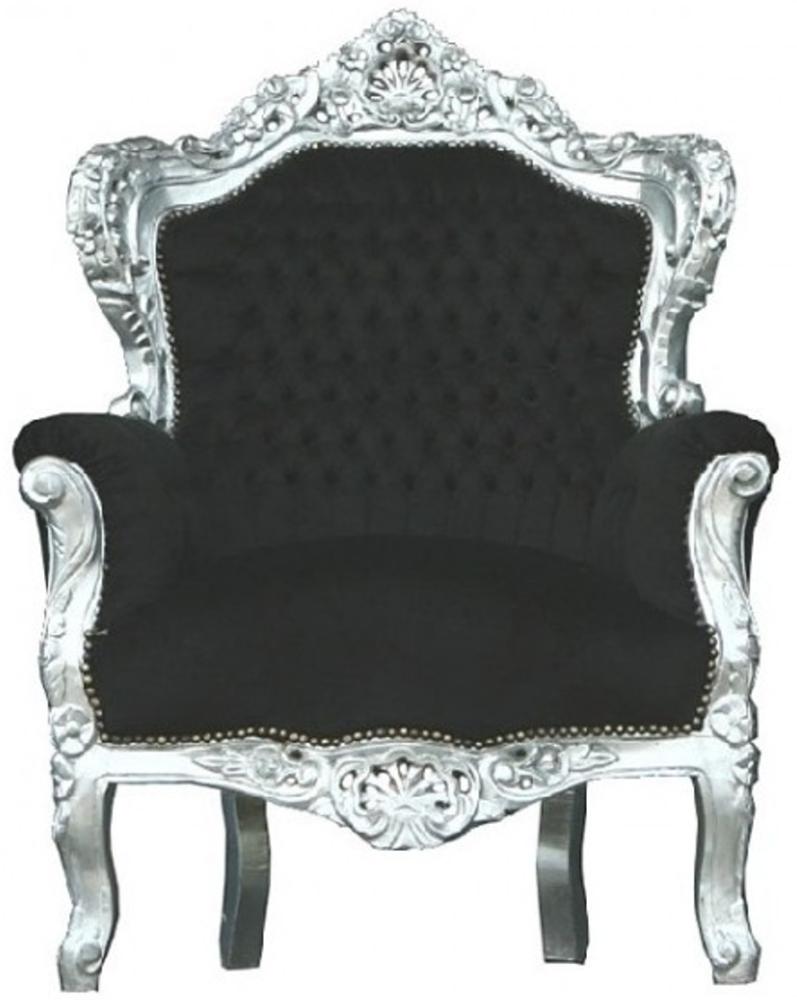 Casa Padrino Barock Sessel "King" Schwarz/Silber Bild 1