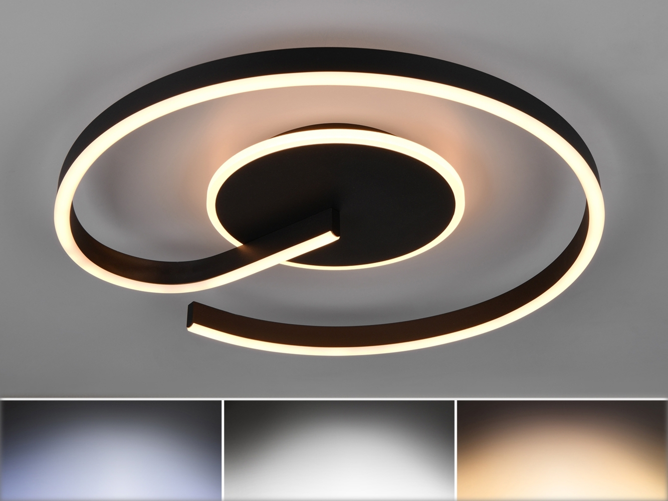 Deckenleuchte CALLE in Schwarz flach LED dimmbar & Lichtfarbe einstellbar Ø 50cm Bild 1