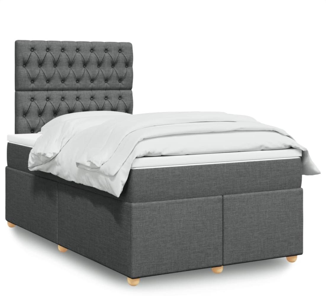 vidaXL Boxspringbett mit Matratze Dunkelgrau 120x190 cm Stoff 3293527 Bild 1