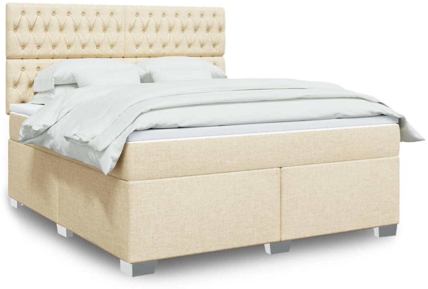 vidaXL Boxspringbett mit Matratze Creme 180x200 cm Stoff 3292879 Bild 1