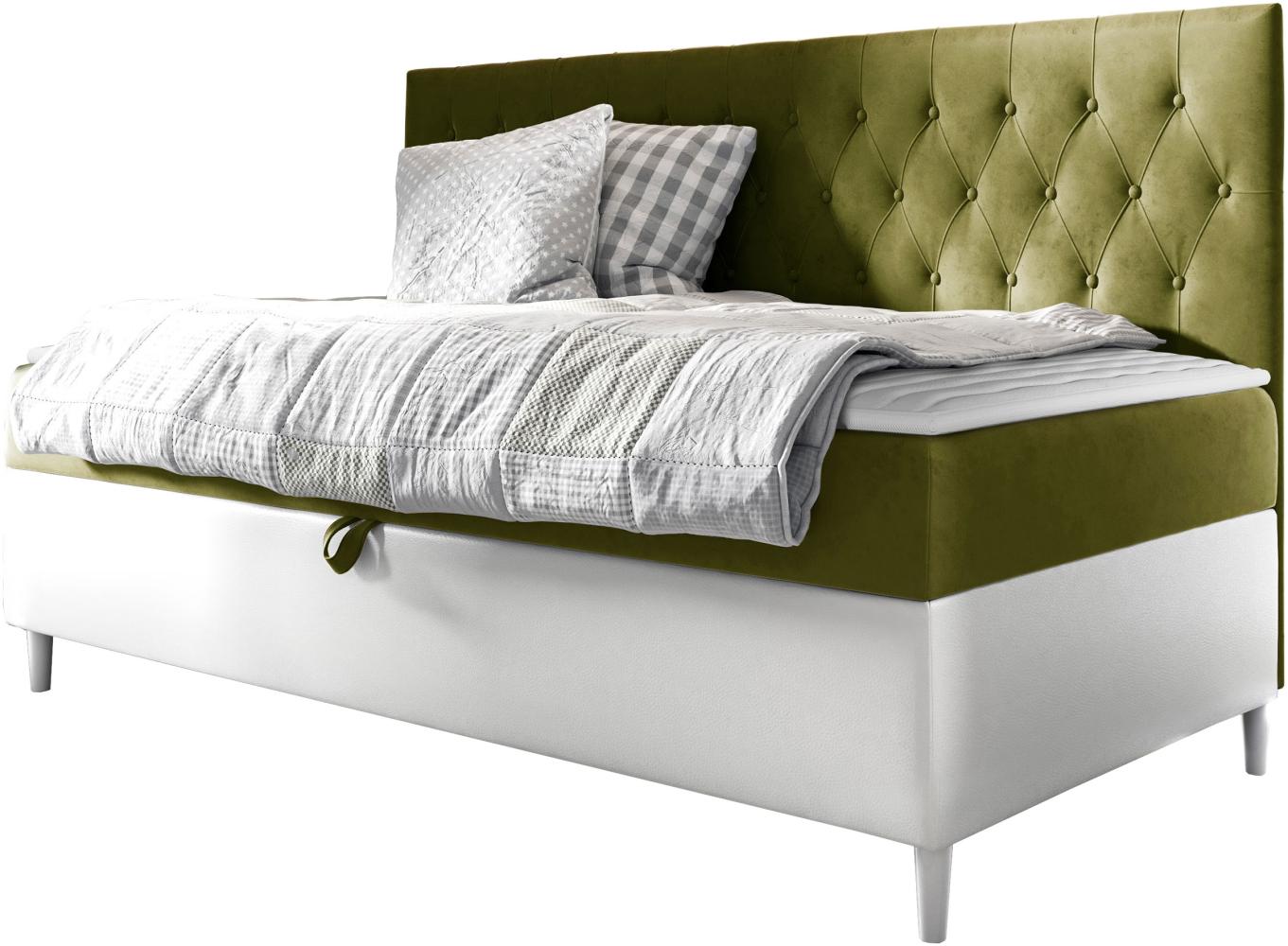 Boxspringbett 'Lenda Junior 2' grün 90 x 200 cm Bild 1