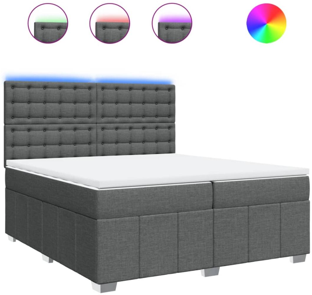 vidaXL Boxspringbett mit Matratze Dunkelgrau 200x200 cm Stoff 3294090 Bild 1