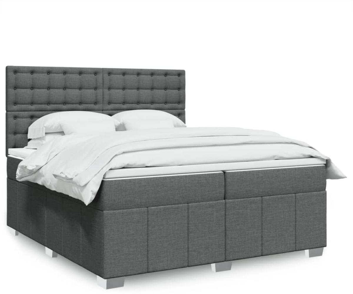 vidaXL Boxspringbett mit Matratze Dunkelgrau 200x200 cm Stoff 3294090 Bild 1