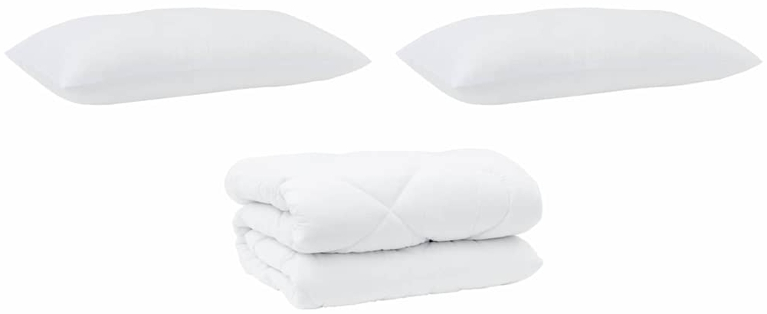 vidaXL Decke mit Kissen 3 pcs Weiß Mikrofaser und Daunenfedern 3377942 Bild 1