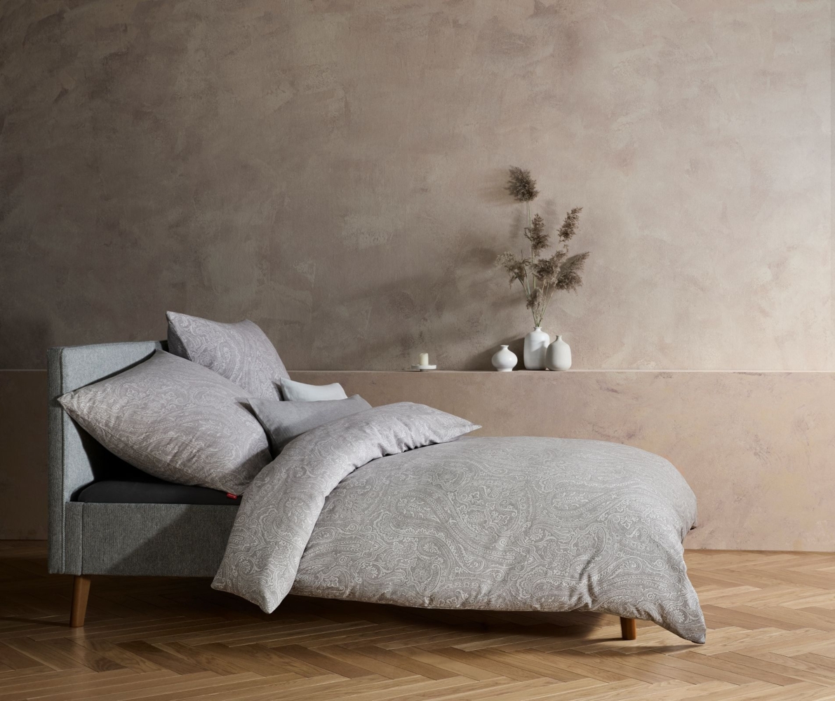 Fleuresse Lech Edelflanell Bettwäsche 200x220 Paisley grau silber 603868-27 Bild 1