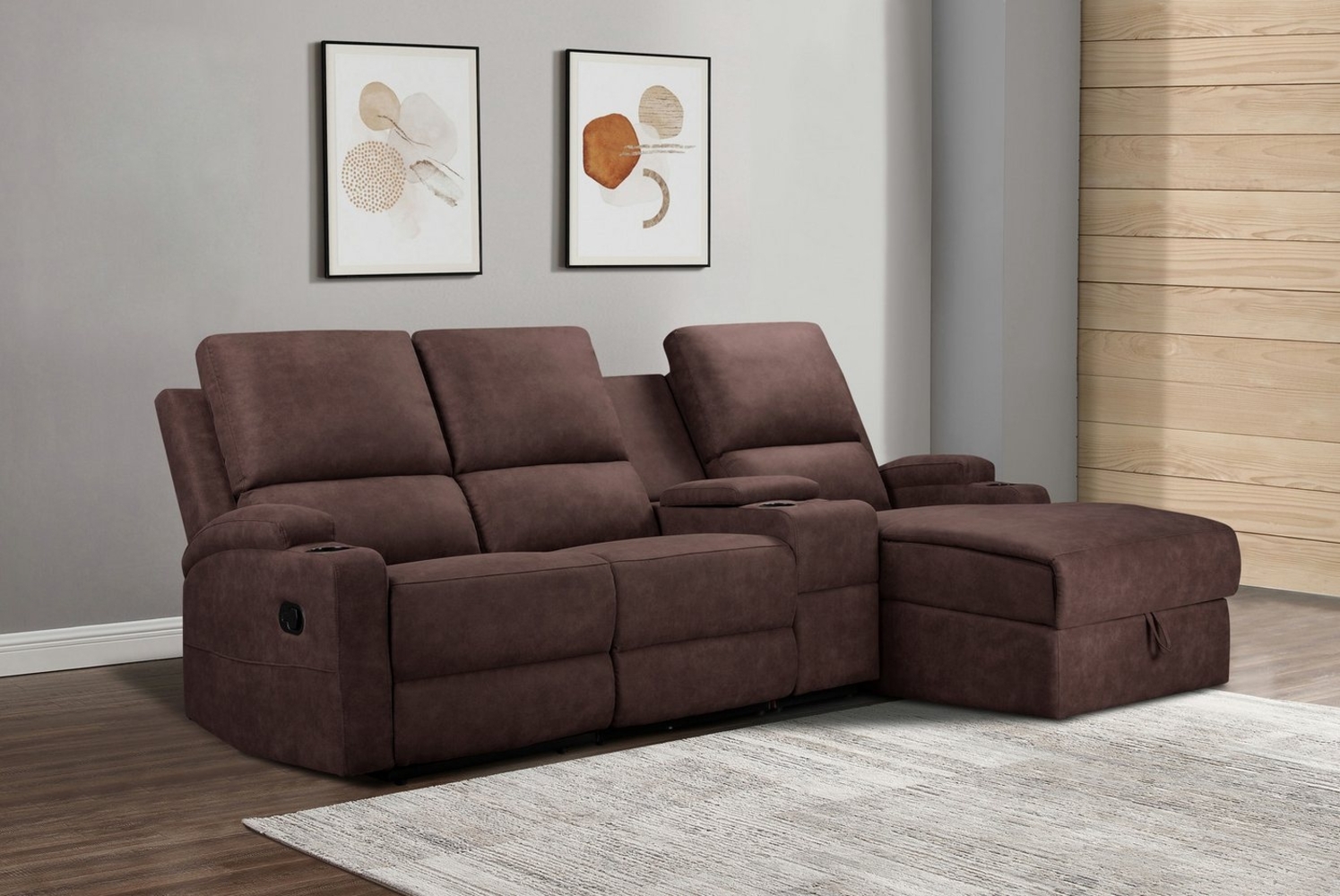 Home affaire Ecksofa Napori Multimediasofa, 3er Kinosessel XXL, L-Form, Kinosofa mit Relaxfunktion, Getränkehalter, Staufach und Staukasten Bild 1