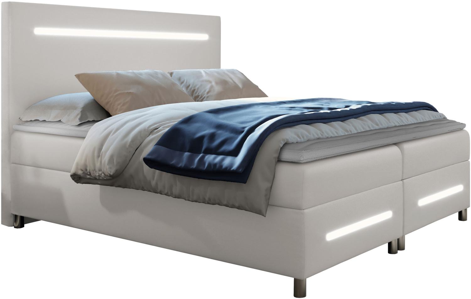 Boxspringbett Saziro LED, Weiß, 160 x 200 cm Bild 1