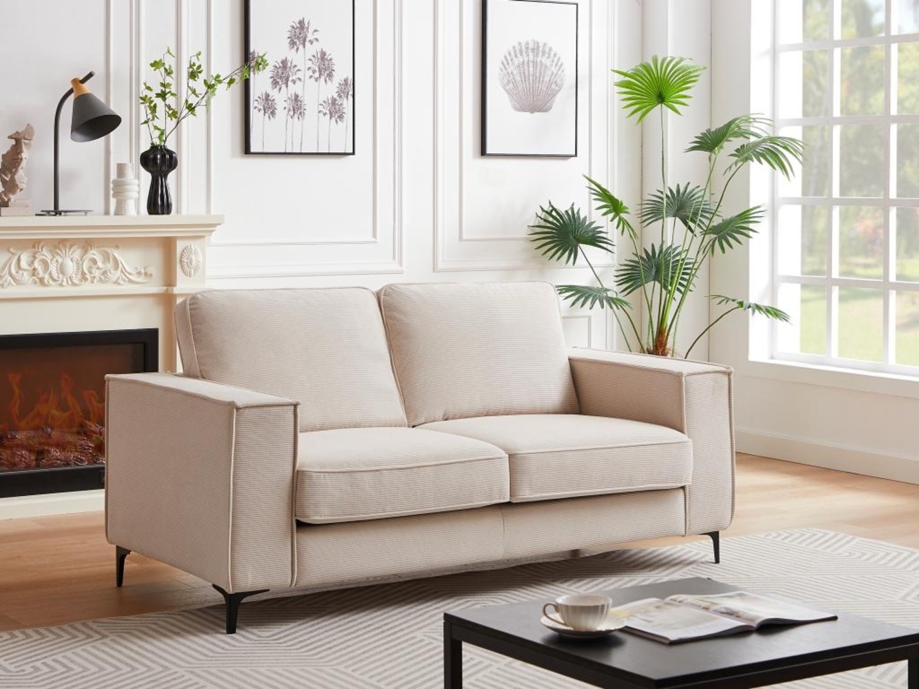 Vente-unique - Sofa 2-Sitzer - Cord - Beige - OLMEDA Bild 1
