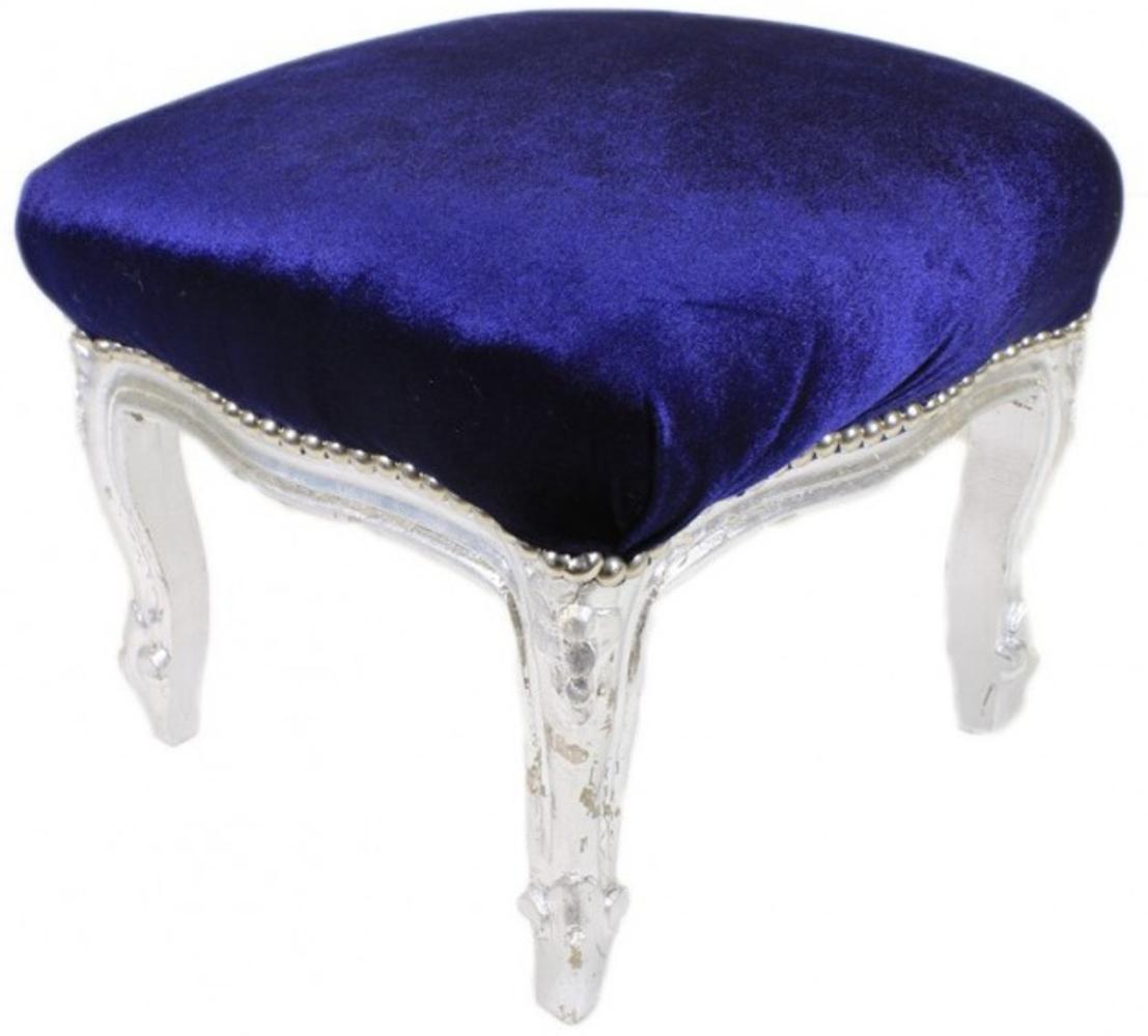 Casa Padrino Barock Fußhocker Royalblau / Silber - Antik Stil Möbel - Hocker Bild 1