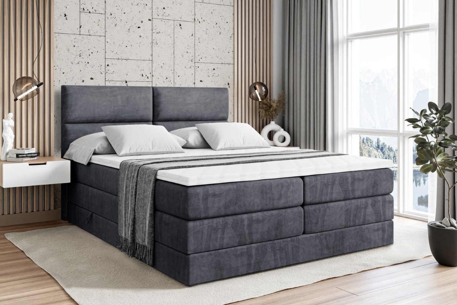 ALTDECOR Boxspringbett BOXI3 KING (Multipocket-Matratze H4, H3 Matratze Bonellfederung, Topper, Kopfteil) Bild 1