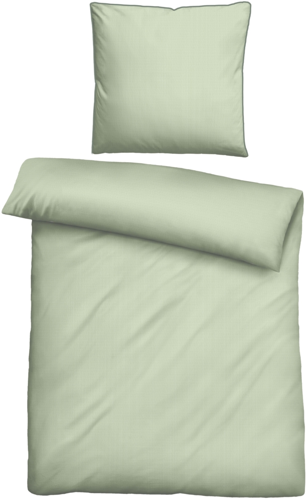 biberna Pique Bettwäsche UNI, pistaziengrün, 1 x 155 x 220 cm + 1 x 80 x 80 cm Bild 1