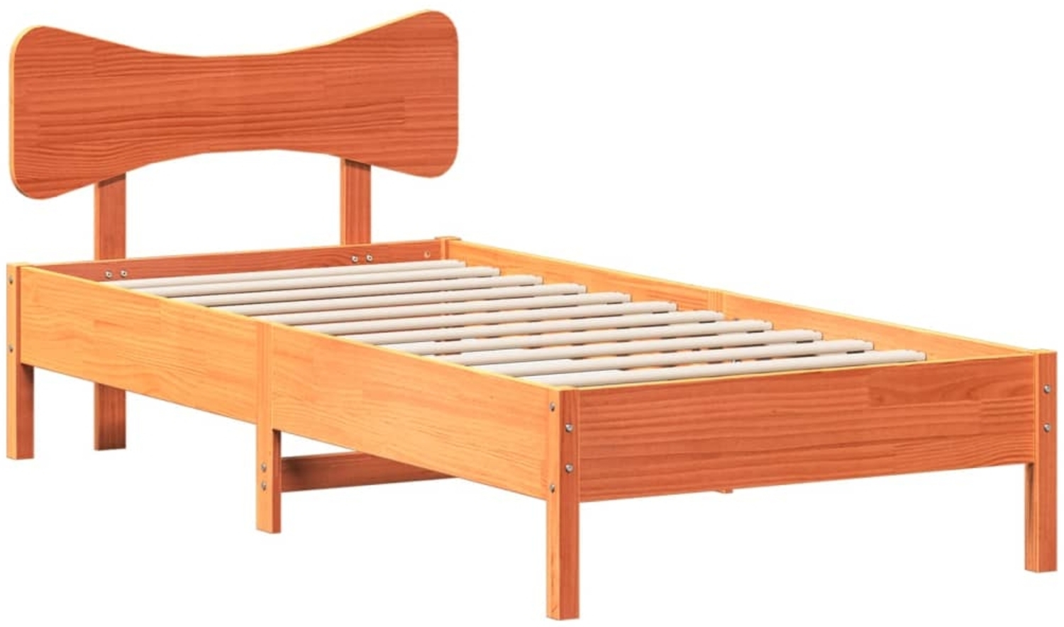 vidaXL Massivholzbett ohne Matratze Wachsbraun 90x190 cm Kiefernholz 3328255 Bild 1
