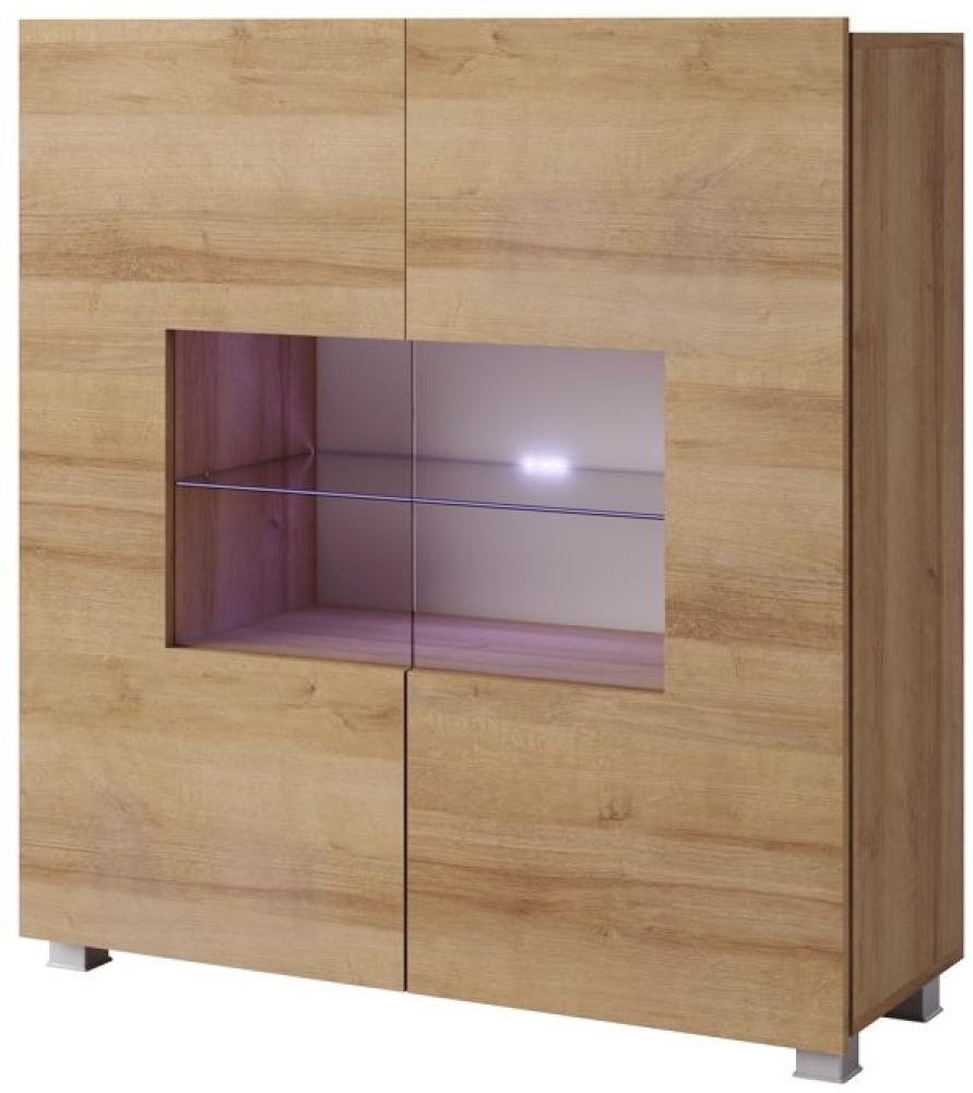 Highboard Schrank 'KAVOS' in Gold Eiche inkl. LED Beleuchtung Bild 1