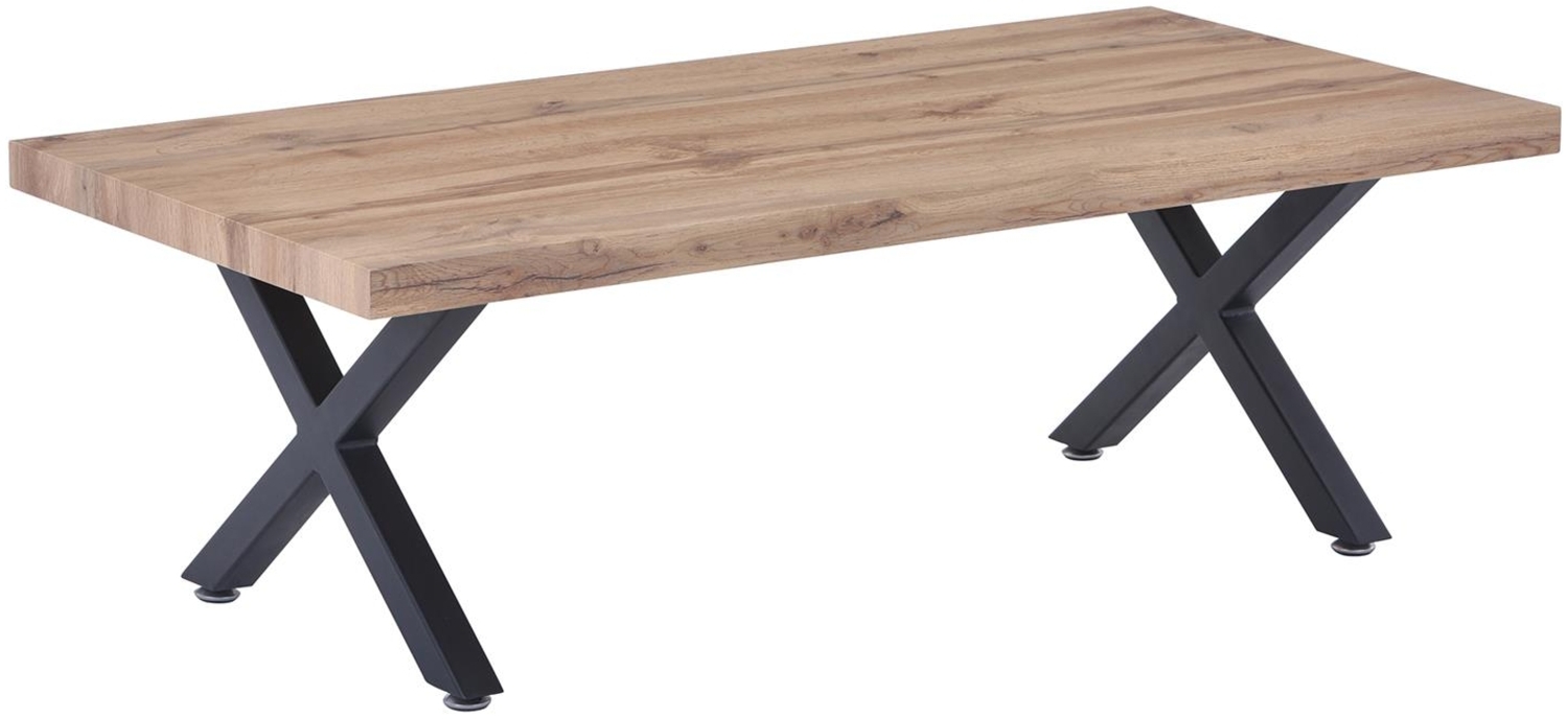 Couchtisch 'Möbilia', Kreuzgestell, Wildeiche Nb./Schwarz, ca. 120 x 40 x 60 cm Bild 1