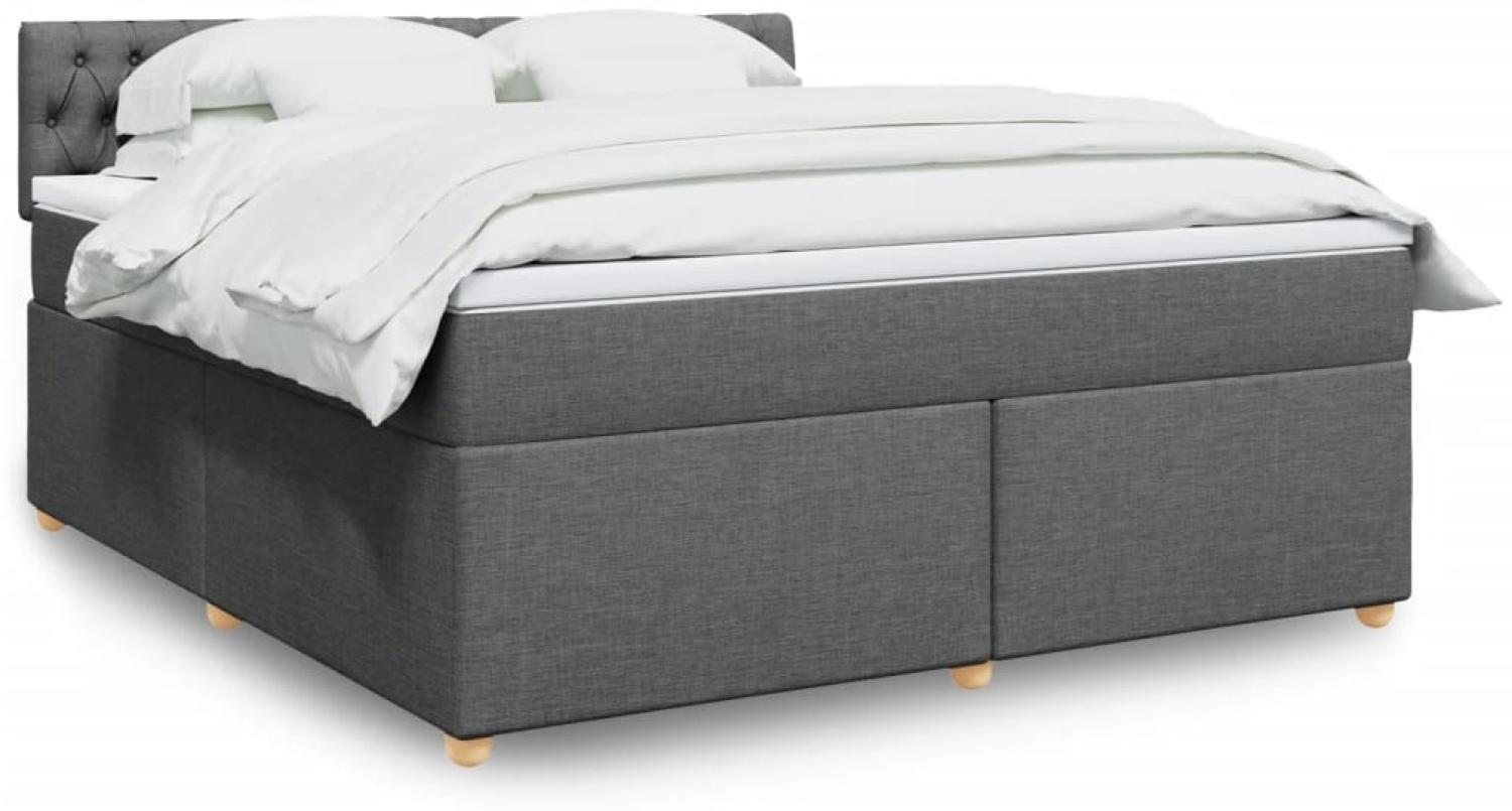 vidaXL Boxspringbett mit Matratze Dunkelgrau 180x200 cm Stoff 3289067 Bild 1