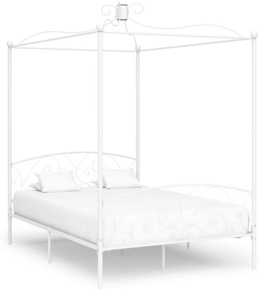 Himmelbett-Gestell Weiß Metall 140x200 cm [284471] Bild 1