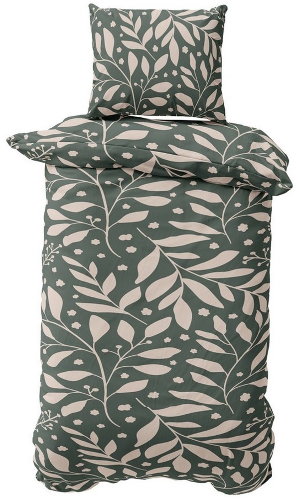 Visaggio Bettwäsche Baumwolle 135x200 cm und 155x220 cm Blätter, Jersey, 2 teilig, Ganzjahresbettwäsche mit Markenreißverschluss, geblümt Blumen Bild 1
