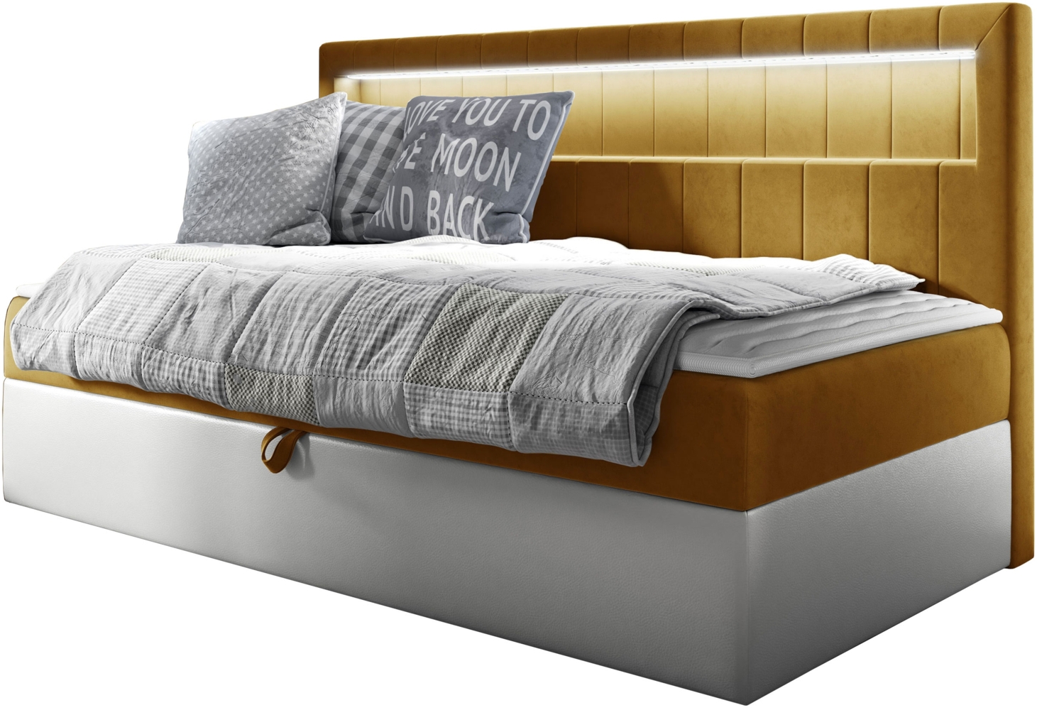 Boxspringbett 'Gladino Junior 2' gelb 90 x 200 cm Bild 1