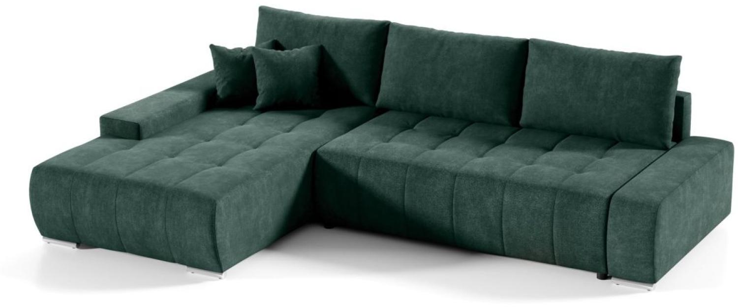 Ecksofa Sofa mit Schlaffunktion VOGAR Stoff Aston Flaschengrün Ottomane Links Bild 1