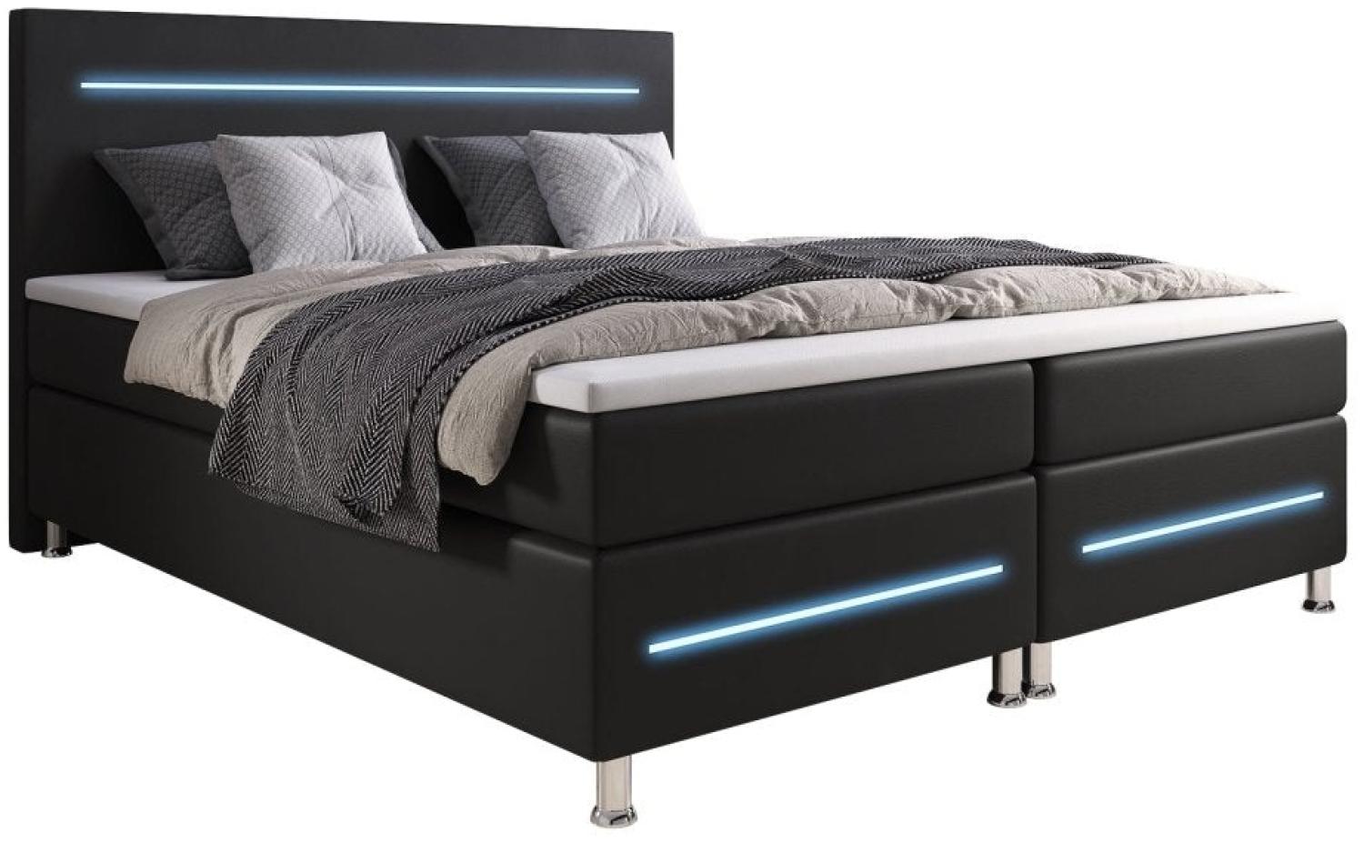 Boxspringbett Sejour mit LED 120x200 H3 Schwarz Bild 1