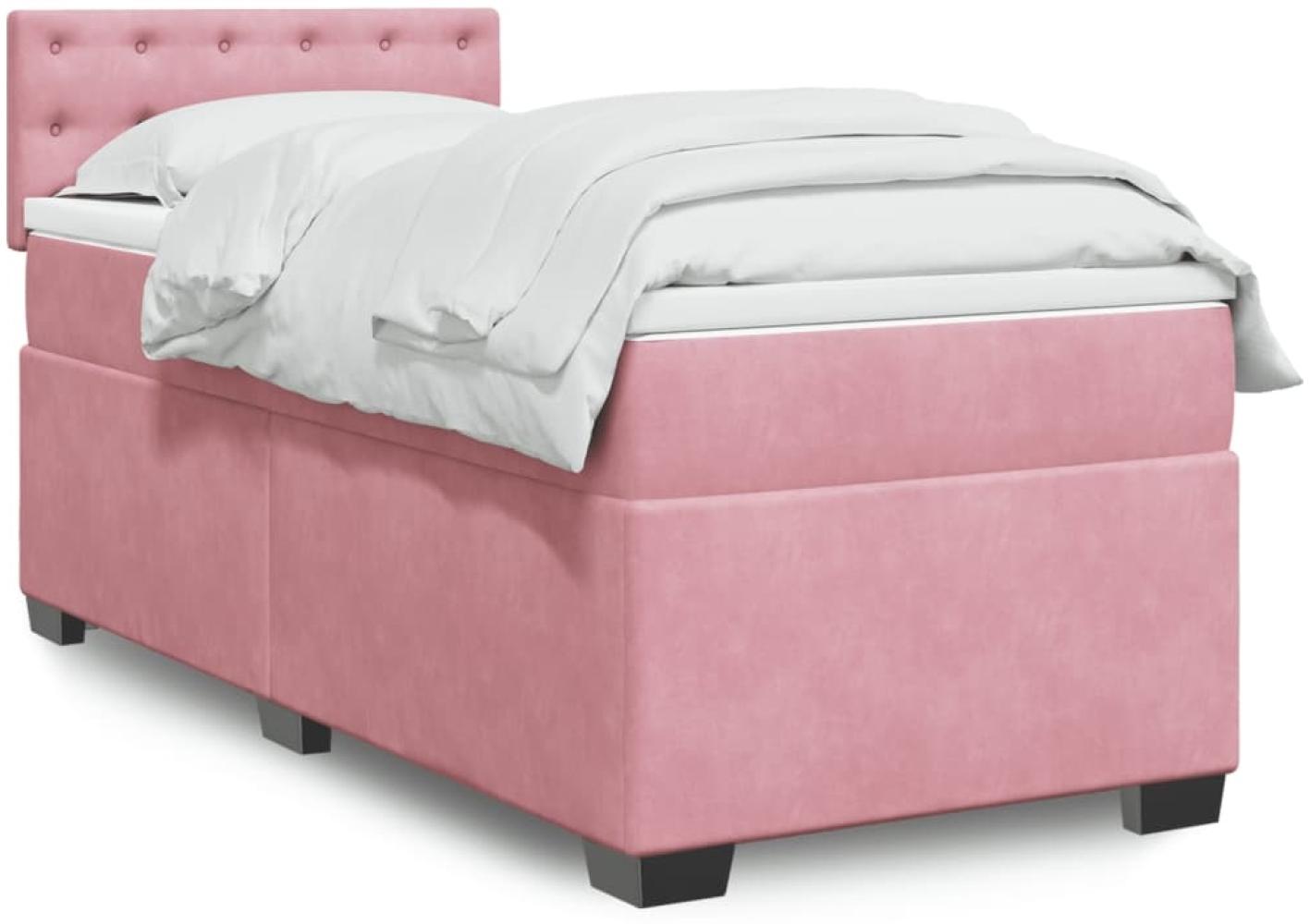 vidaXL Boxspringbett mit Matratze Rosa 90x190 cm Samt 3286191 Bild 1