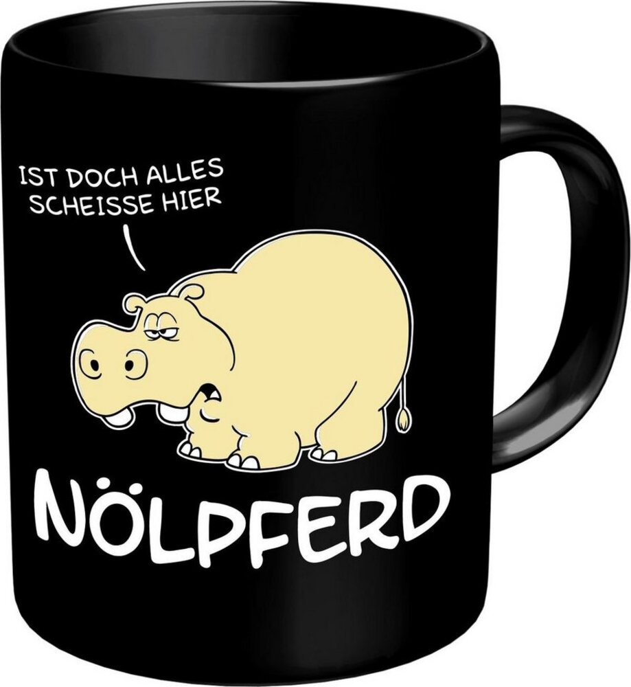 RAHMENLOS® Tasse Kaffeebecher für Nörgler: Nölpferd, Keramik Bild 1