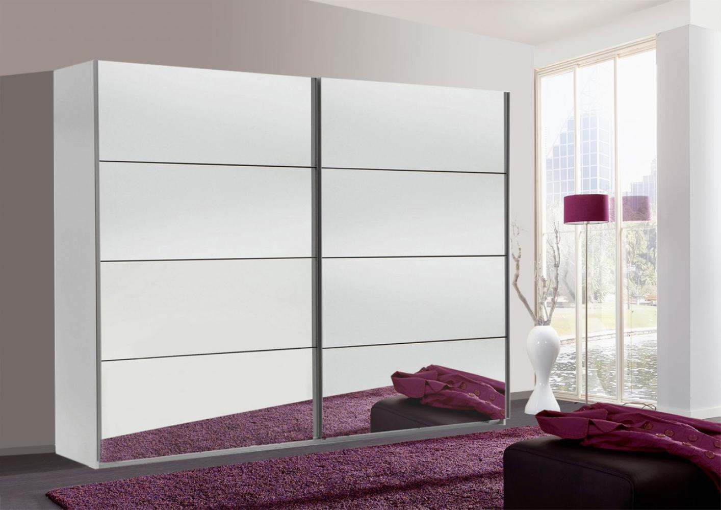 Schwebetürenschrank Easy Plus 225 x 65 x 210 m Kleiderschrank weiß Vollspiegel 2-trg Bild 1