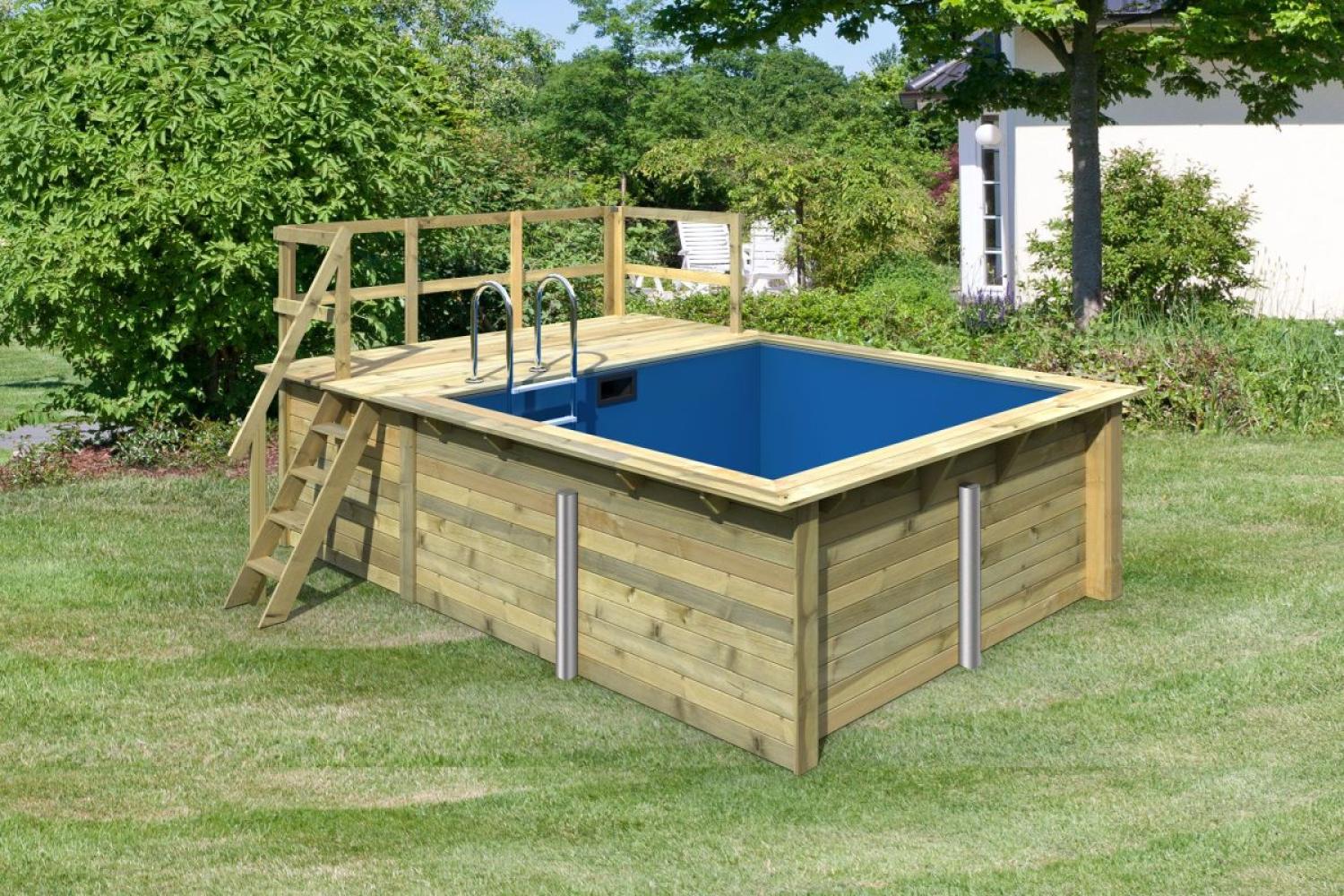 Karibu Rechteckpool-Set 1 mit Filter, 353x462 cm, Holz kdi, Grundkorpus mit 1 Terrasse Bild 1