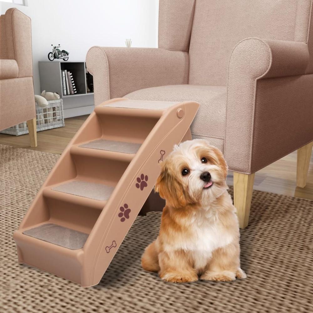 vidaXL Hundetreppe Klappbar Braun 62x40x49,5 cm Bild 1