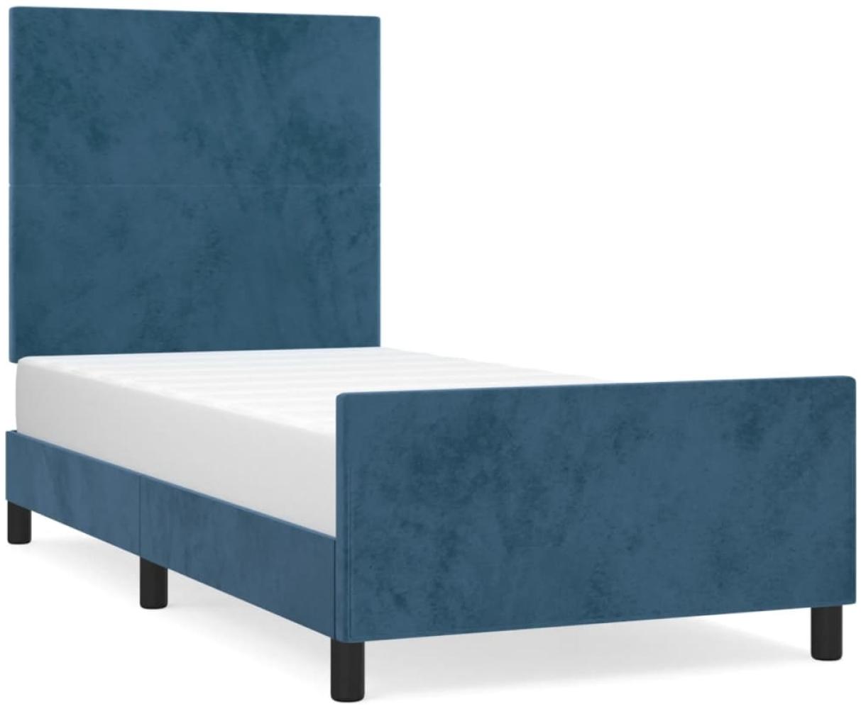 Bettgestell mit Kopfteil Samt Dunkelblau 100x200 cm Bild 1