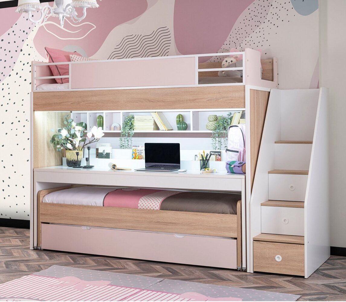 Möbel-Zeit Etagenbett Etagenbett mit Treppe und Schreibtisch City Bild 1